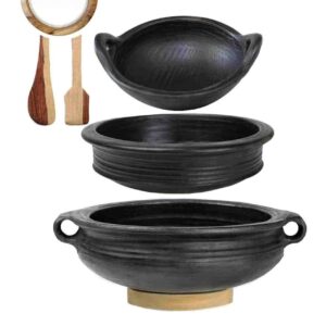 Craftsman India Online Black Pottery Earthen/Clay Kadai Combo