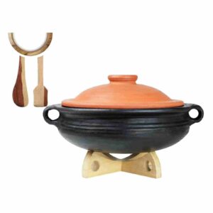 Craftsman India Online Earthen/Clay Handi for Cooking and Serving (Black)