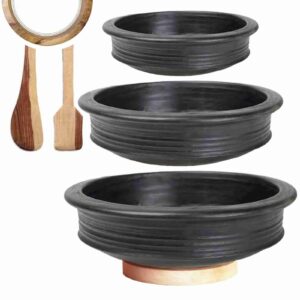 Craftsman India Online Pottery Earthen/Clay Pots Combo (Black)