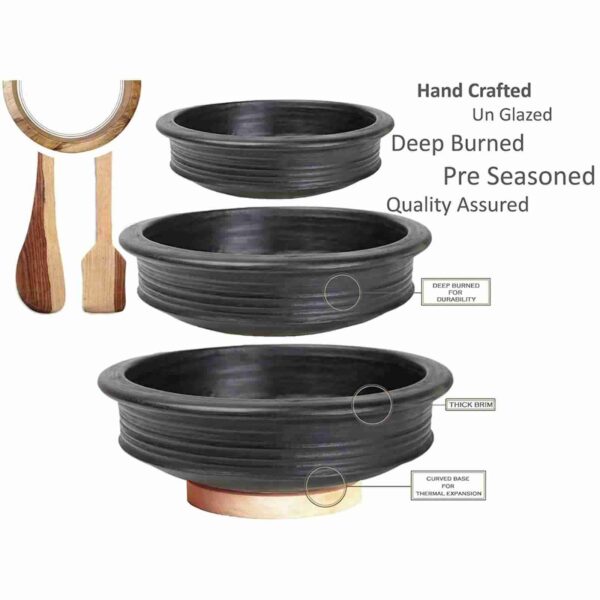 Craftsman India Online Pottery Earthen/Clay Pots Combo (Black) Details