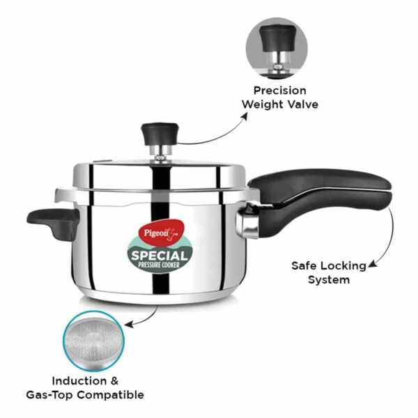 Details of Pigeon Stainless Steel Pressure Cooker Combo, 3 Pcs