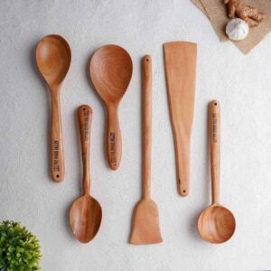 The Indus Valley Neem Wood Spatula Set of 6 Pieces