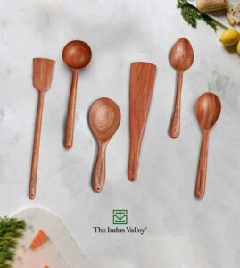 The Indus Valley Neem Wood Spatula Set of 6 Pieces