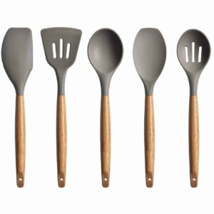 P-Plus International Wooden Handled Silicone Spatula Set Of 5 Pcs